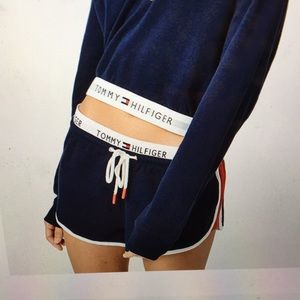 New navy Tommy Hilfiger logo band  jogger shorts
